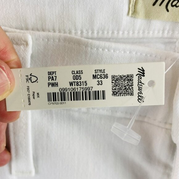 Madewell Women's $128 Stovepipe Jeans in Pure White Size 33 MC636 - Picture 5 of 7
